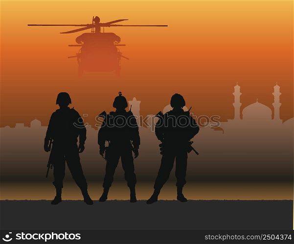 Three Soldiers Military Silhouettes Figures
