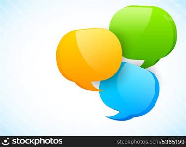 Three speech bubbles in different colors