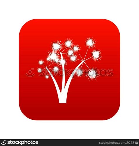 Three spiky palm trees icon digital red for any design isolated on white vector illustration. Three spiky palm trees icon digital red