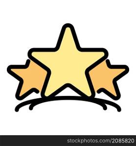 Three stars icon. Outline three stars vector icon color flat isolated. Three stars icon color outline vector