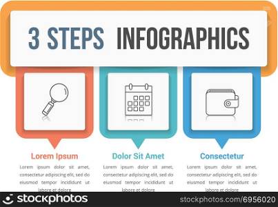 Three Steps Infographics. Infographic template with three steps or options, workflow, process diagram, vector eps10 illustration