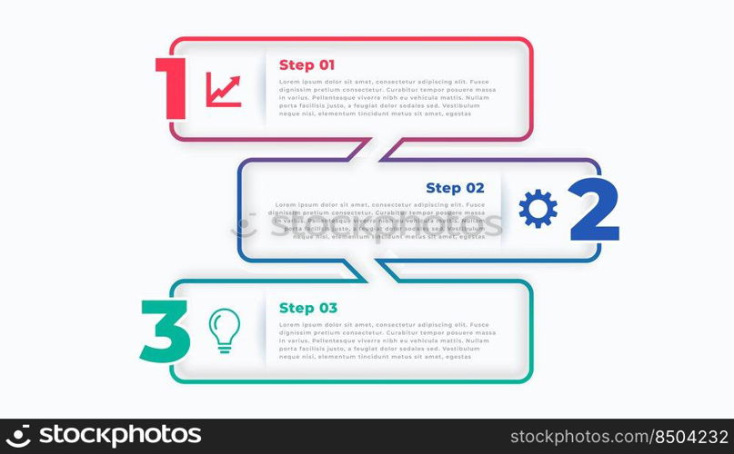 three steps line stylish infographic template