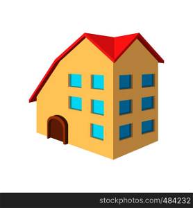 Three-storey house cartoon icon on a white background. Three-storey house cartoon icon