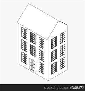 Three-storied building icon in isometric 3d style isolated on white background. Three-storied building icon, isometric 3d style