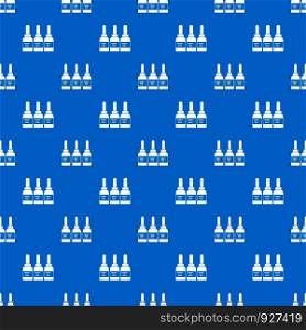 Three tattoo ink bottles pattern repeat seamless in blue color for any design. Vector geometric illustration. Three tattoo ink bottles pattern seamless blue
