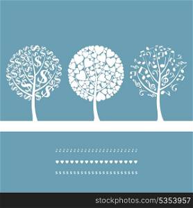 Three trees3. Three trees on a blue background. A vector illustration