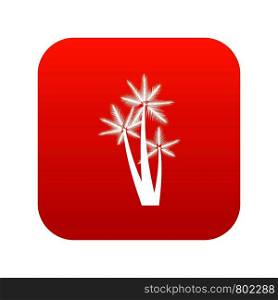 Three tropical palm trees icon digital red for any design isolated on white vector illustration. Three tropical palm trees icon digital red