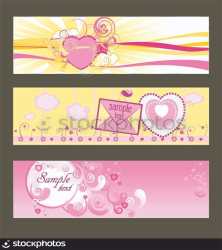 Three vector backgrounds with hearts for design