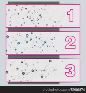 Three vector banner with a molecular structure.. Three vector banner with a molecular structure