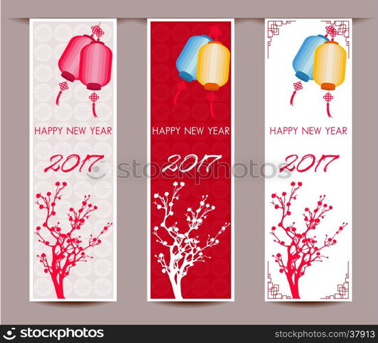 Three Vertical banners set for chinese new year of rooster