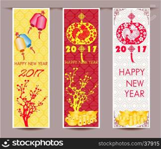 Three Vertical banners set for chinese new year of rooster