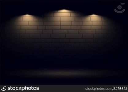 three warm focus light effect on brick wall background