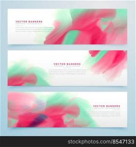 three watercolor abstract banners set