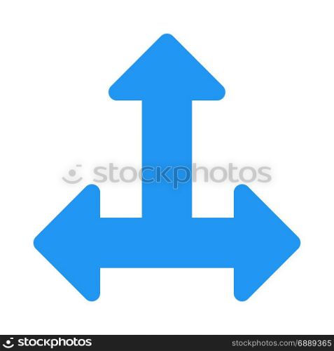 three-way arrow, icon on isolated background