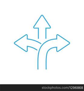 three-way direction arrow sign, road sign direction icon, vector illustration. three-way direction arrow sign, road sign direction icon,