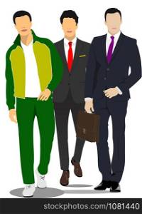Three Young handsome men. Businessman.Vector illustration