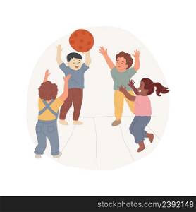 Throw and catch games isolated cartoon vector illustration Children play a game, throw and catch ball, physical activity, motor skills development, preschool education, daycare vector cartoon.. Throw and catch games isolated cartoon vector illustration