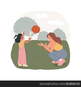 Throwing ball isolated cartoon vector illustration. Physical exercise for autism children, motor development, outdoor activity, child throwing ball to adult, daycare center vector cartoon.. Throwing ball isolated cartoon vector illustration.