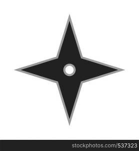 Throwing star ninja shuriken vector flat icon. Kill fun antique seam simple sharp silhouette weapon.