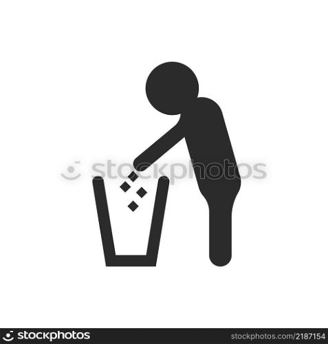 throwing trash in the trash vector icon sign concept design 