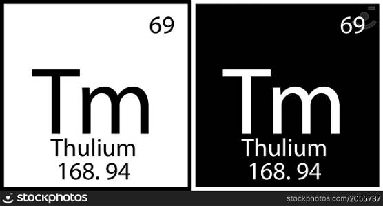 Thulium chemical sign. Mendeleev table. Education background. Science structure. Vector illustration. Stock image. EPS 10.. Thulium chemical sign. Mendeleev table. Education background. Science structure. Vector illustration. Stock image.