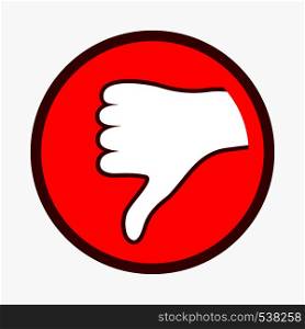 Thumb down icon in simple style on a white background. Thumb down icon, simple style