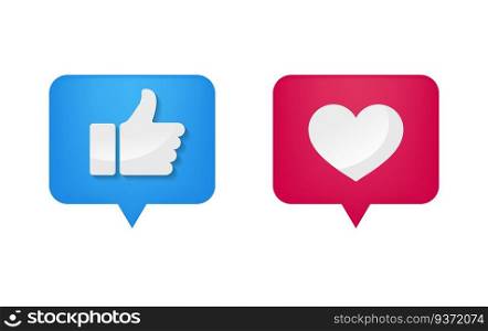 Thumb icon and heart shape on social media
