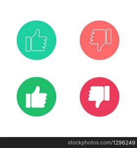 Thumb like or dislike in flat and linear style. Vector EPS 10