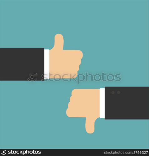 Thumb up and bad in flat design, vector