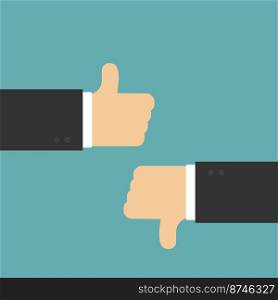 Thumb up and bad in flat design, vector