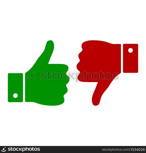 Thumb up and down icon. Like and dislike icon isolated on white background. Vector illustration