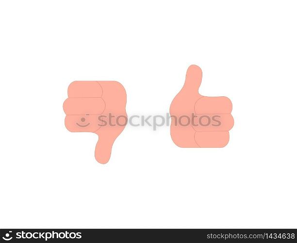 Thumb up and down isolated icons. Positive and negative symbol with hand. Illustration of good and bad choice in flat design. Realistic hands icons. Like or dislike. Yes and no symbol. Vector EPS 10
