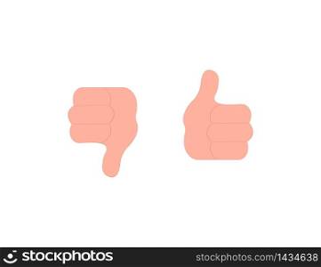 Thumb up and down isolated icons. Positive and negative symbol with hand. Illustration of good and bad choice in flat design. Realistic hands icons. Like or dislike. Yes and no symbol. Vector EPS 10