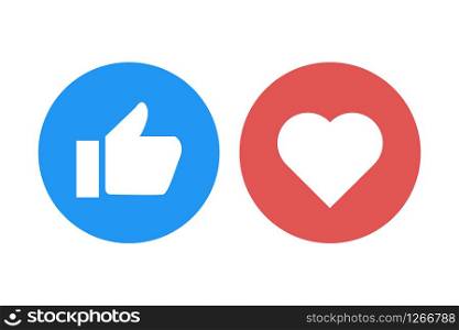 thumb up and heart like isolated icons vector