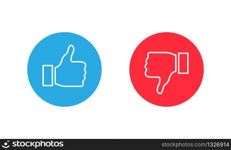 Thumb up and thumb down icon. Like and Dislike. Vector illustration EPS 10