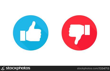 Thumb up and thumb down icon. Like and Dislike. Vector illustration. EPS 10