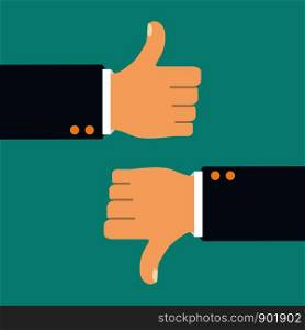 Thumb up and Thumb down symbol, icon. Isolated on a background. Like, dislike symbol. Vector illustration