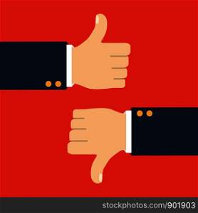 Thumb up and Thumb down symbol, icon. Isolated on a background. Like, dislike symbol. Vector illustration