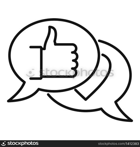 Thumb up chat icon. Outline thumb up chat vector icon for web design isolated on white background. Thumb up chat icon, outline style