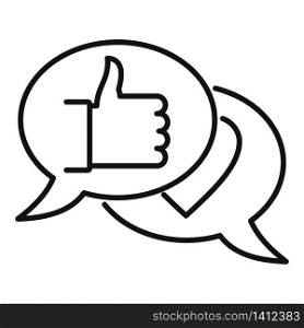 Thumb up chat icon. Outline thumb up chat vector icon for web design isolated on white background. Thumb up chat icon, outline style
