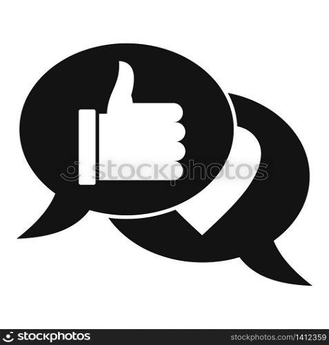 Thumb up chat icon. Simple illustration of thumb up chat vector icon for web design isolated on white background. Thumb up chat icon, simple style
