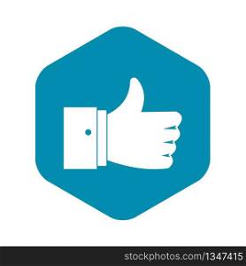 Thumb up gesture icon in simple style isolated on white background. Thumb up gesture icon, simple style
