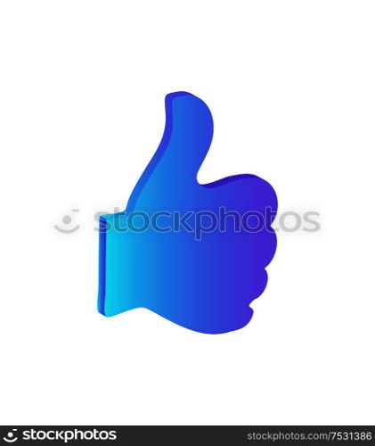 Thumb up. hand gesture isolated icon for chatting online and showing approval vector. Ok gesturing, agreement expression in social networks. Thumb Up Hand Finger Gesture Isolated Icon Vector