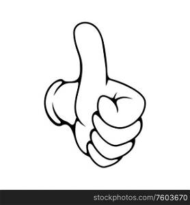 Thumb up hand gesture isolated sign of approval. Vector like, agreement or acceptance symbol. Hand gesture thumb up ok sign