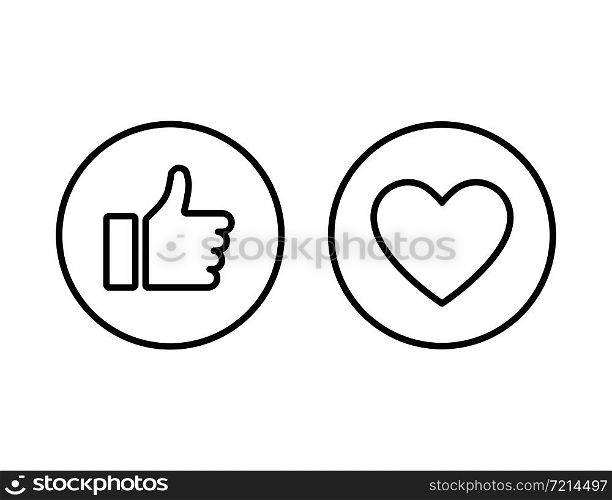 Thumb up heart linear buttons on white background. Heart line icon. Linear icon. EPS 10. Thumb up heart linear buttons on white background. Heart line icon. Linear icon.
