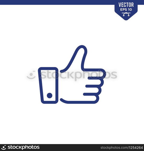 Thumb up icon collection, solid color vector