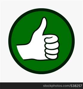 Thumb up icon in simple style on a white background. Thumb up icon, simple style