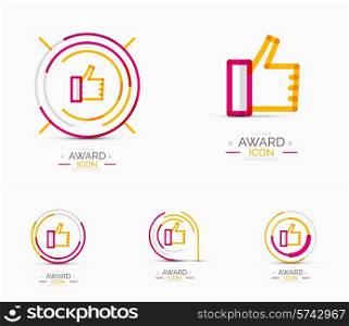 Thumb up icon, logo. Social abstract minimal line design concept