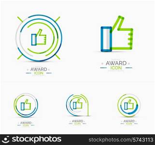 Thumb up icon, logo. Social abstract minimal line design concept