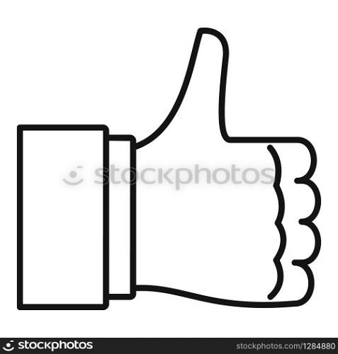 Thumb up icon. Outline thumb up vector icon for web design isolated on white background. Thumb up icon, outline style